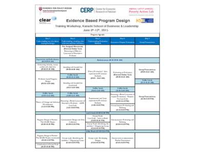 CERP-CLEAR Evidence-Based Program Design Course, 2015 Program Agenda Day 1 Day 2