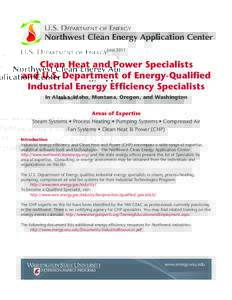 JuneClean Heat and Power Specialists and U.S. Department of Energy-Qualified Industrial Energy Efficiency Specialists In Alaska, Idaho, Montana, Oregon, and Washington