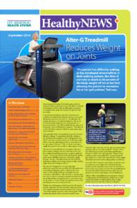 SeptemberAlter-G Treadmill Reduces Weight on Joints
