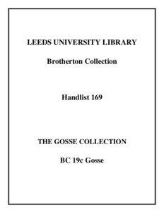 LEEDS UNIVERSITY LIBRARY Brotherton Collection