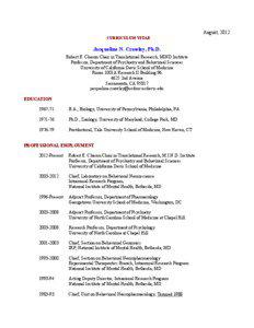 Microsoft Word - Crawley CV for UC Davis Psychiatry webpage 2012.docx