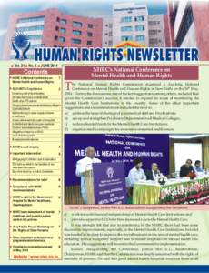 HUMAN RIGHTS NEWSLETTER  Vol. 21 No. 6 JUNE 2014 NHRC’s National Conference on Mental Health and Human Rights