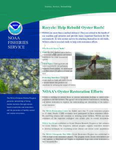 Science, Service, Stewardship  Recycle: Help Rebuild Oyster Reefs! noaa fisheries