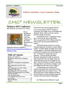 VOLUME 41, NUMBER 3  FALL 2012 California Mathematics Council Community Colleges