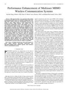 1960  IEEE TRANSACTIONS ON COMMUNICATIONS, VOL. 50, NO. 12, DECEMBER 2002 Performance Enhancement of Multiuser MIMO Wireless Communication Systems