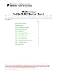 Collaborative Testing Services, Inc  FORENSIC TESTING PROGRAM DNA Parentage Test NoSummary Report