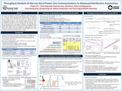 Throughput Analysis of Narrow-band Power Line Communications in Advanced Distribution Automation Project 3.2 – Grid Integration Requirements, Standards, Codes and Regulations Chon-Wang Chao, Quang-Dung Ho, Mahsa Derakh