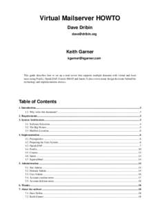 Virtual Mailserver HOWTO Dave Dribin  Keith Garner 