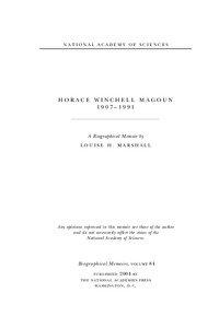 NATIONAL ACADEMY OF SCIENCES  HORACE WINCHELL MAGOUN
