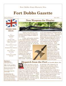 Fort Dobbs State Historic Site  Fort Dobbs Gazette June[removed]Volume IX Issue 2