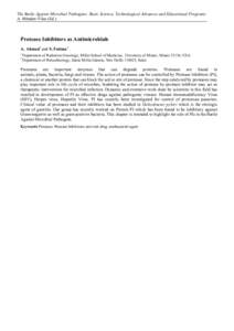 The Battle Against Microbial Pathogens: Basic Science, Technological Advances and Educational Programs A. Méndez-Vilas (Ed.) Protease Inhibitors as Antimicrobials A. Ahmad1 and S. Fatima2 1