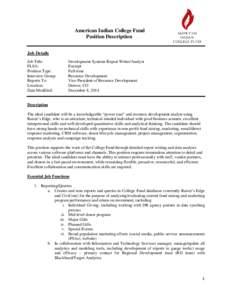 American Indian College Fund Position Description Job Details Job Title: FLSA: Position Type: