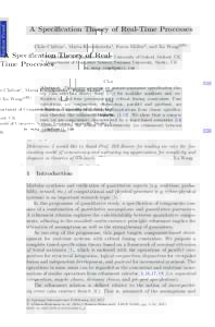 Author Proof  A Specification Theory of Real-Time Processes Chris Chilton1 , Marta Kwiatkowska1 , Faron Moller2 , and Xu Wang2(B) 1 2
