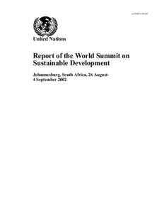 A/CONF*  United Nations Report of the World Summit on Sustainable Development