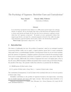 The Psychology of Vagueness: Borderline Cases and Contradictions∗ Sam Alxatib Francis Jeffry Pelletier  MIT