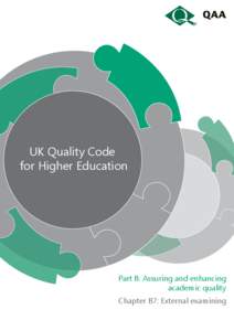 UK Quality Code for Higher Education Part B: Assuring and enhancing academic quality Chapter B7: External examining