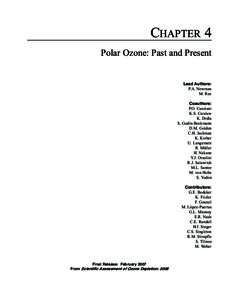 CHAPTER 4  Polar Ozone: Past and Present Lead Authors: P.A. Newman M. Rex