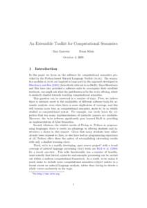 An Extensible Toolkit for Computational Semantics Dan Garrette Ewan Klein  October 3, 2009