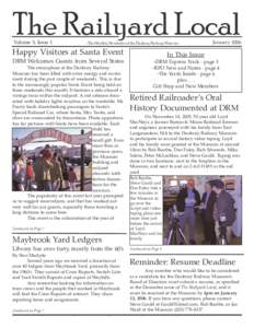 The Railyard Local Volume 5, Issue 1 -The Monthly Newsletter of the Danbury Railway Museum-  Happy Visitors at Santa Event