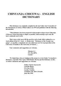 CHINYANJA (CHICEWA) - ENGLISH DICTIONARY