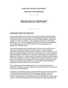 SECRETARIAT FOR SAFETY AND SECURITY  Directorate: Policy Monitoring RESEARCH REPORT