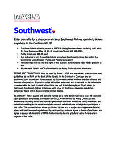 Enter our raffle for a chance to win two Southwest Airlines round-trip tickets anywhere in the Continental US! • • • •