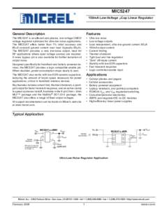 MIC5247  Micrel, Inc. MIC5247 150mA Low-Voltage µCap Linear Regulator
