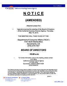 NOTICE (AMENDED) Attached please find •  Agenda covering the meeting of the Board of Directors