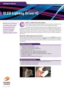 ADVANCED DISPLAY  OLED Lighting Driver IC World’s First Solution to Enable Ultra-slim, Energy-efficient &