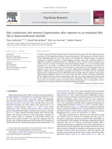 Skin conductance and memory fragmentation after exposure to an emotional film clip in depersonalization disorder