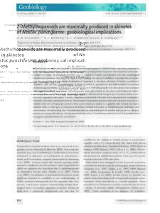 Geobiology (2009), 7, 524–532  DOI: j00217.x 2-Methylhopanoids are maximally produced in akinetes of Nostoc punctiforme: geobiological implications