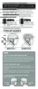 Chicago Department of Transportation  USE YOUR HEAD: WEAR A HELMET Think of a helmet the same way you think of a seat belt. It won’t prevent a crash, but it could save your life if you’re ever in one.