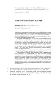 A Theory of Content for NLP