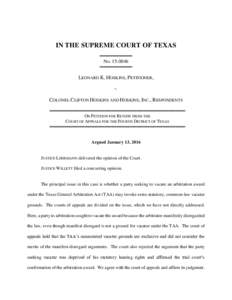 IN THE SUPREME COURT OF TEXAS ══════════ No ══════════