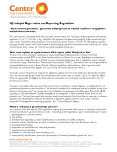 NJ Lobbyist Registration and Reporting Regulations