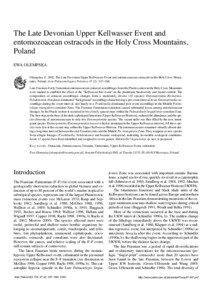 The Late Devonian Upper Kellwasser Event and entomozoacean ostracods in the Holy Cross Mountains, Poland