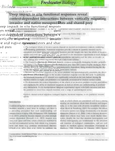 Freshwater Biology, 2194–2203  doi:fwbDeep impact: in situ functional responses reveal context-dependent interactions between vertically migrating