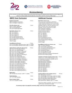 Accountancy This curriculum is for the student working toward an Associate of Arts degree from Northwest Mississippi Community College who intends to continue studies toward the Bachelor of Accountancy with The Universit