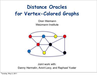 Distance Oracles for Vertex-Colored Graphs Oren Weimann Weizmann Institute  Joint work with: