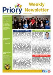 Weekly Newsletter 3rd February 2012				  Issue 16