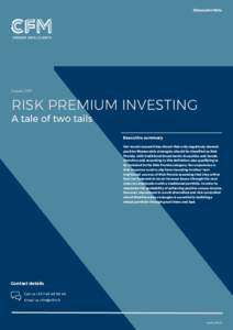 Discussion Note  August 2017 RISK PREMIUM INVESTING A tale of two tails