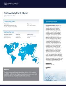 Datawatch Fact Sheet Updated December 2014 Community Data  About Datawatch