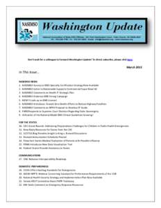 Don’t wait for a colleague to forward Washington Update! To direct subscribe, please click here.  March 2015 In This Issue… NASEMSO NEWS