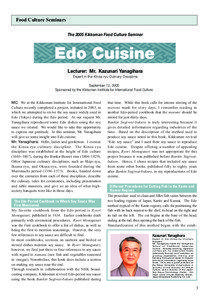 Food Culture Seminars The 2005 Kikkoman Food Culture Seminar