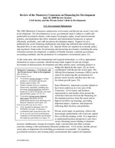 Review of the Monterrey Consensus on Financing for Development