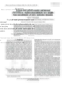 MOLECULAR PHYSICS, 10 MARCH 2004, VOL. 102, NO. 5, 499–506  Excited state proton transfer and internal conversion in o-hydroxybenzaldehyde: new insights from non-adiabatic ab initio molecular dynamics NIKOS L. DOLTSINI