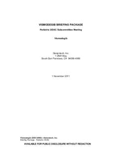 Vismodegib Briefing Package: Pediatric ODAC Subcommittee Meeting (1 November 2011)