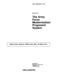 Army Regulation 5–22  Management The Army Force