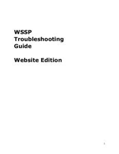 WSSP Troubleshooting Guide Website Edition  1