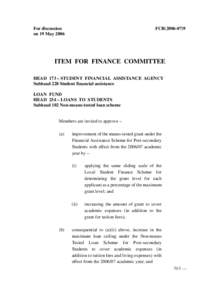 For discussion on 19 May 2006 FCR[removed]ITEM FOR FINANCE COMMITTEE